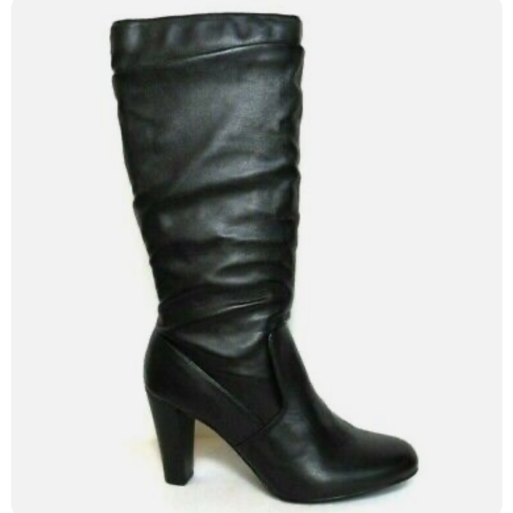 NINE WEST “ANAO” BLACK STRETCHY PULL ON SLOUCH BOOTS SIZE 11 WOMENS